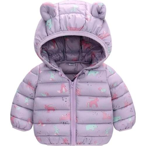 Children Down Cotton Jacket Coat 2021 New Cartoon Cute Winter Autumn Hooded Thick Warm Kids for Boy Girls Clothes Outwear 0-5y