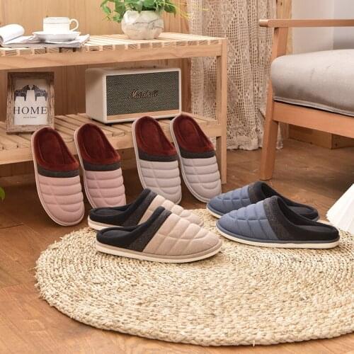 Home Slippers Women Men Winter Plush Keep Warm Flat Slippers Indoor Silent Wooden Floor Shoes Non-slip Cotton Couple Slippers