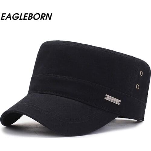EAGLEBORN 2021 New Spring Autumn Military Men Hat Cap Dad Military Hat Classic Women Caps Fashion Cap Black 100% Cotton Hat