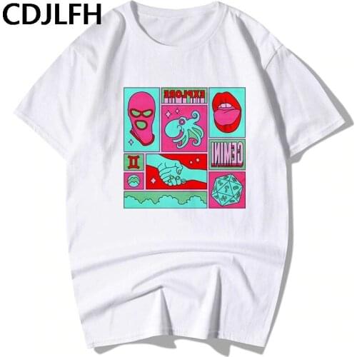 Harajuku Twelve Constellations T-Shirt Summer 2020 New O-Neck TShirt Gesture Print Casual Short Sleeve Streetwear Women Tops Tee