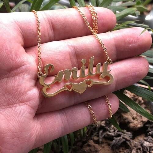 Personalized Name Heart Necklace Stainless Steel Charm Custom Name Jewelry Any Name Lots Of Font Style To Choose For Girls Kids