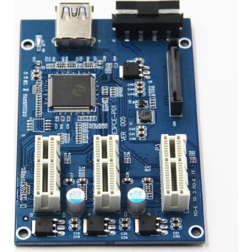 PCI-E X1 To 4PCI-E X16 Expansion Kit 1 To 4 Port PCI Express Switch Multiplier Hub 6pin Sata USB Riser Card