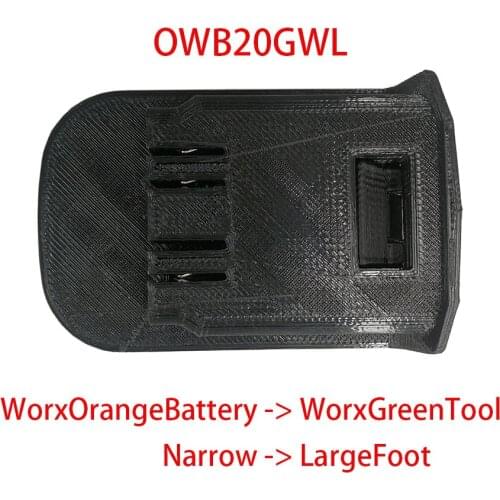 OWB20GWL Lithium Battery Adapter Converter Use Worx Orange Narrow Socket Battery on Worx Green Large Foot Tool