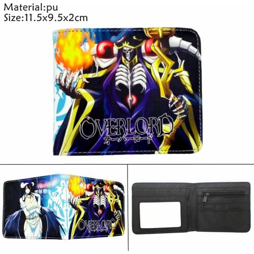Anime Overlord Ainz Ooal Gown PU Bifold Wallet Boys Girls Coin Pocket Leather Short Photo Card Holder Layers Cartoon Purse Gift