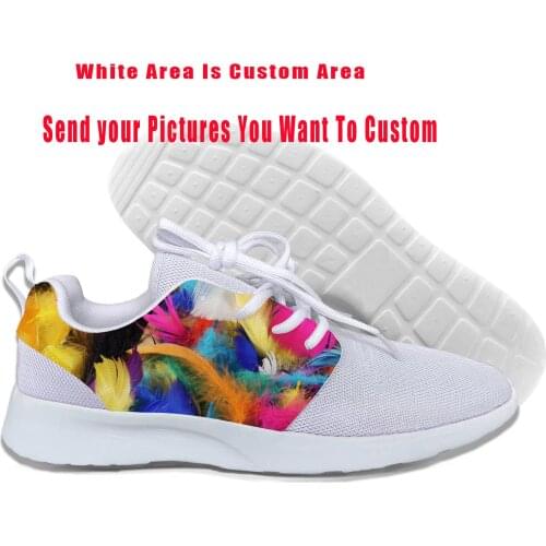 Colorful Bird Feather Peacock Harajuku art New Arrive Lightweight Sport Running Mesh Shoes Men Women Casual Breathable Sneakers