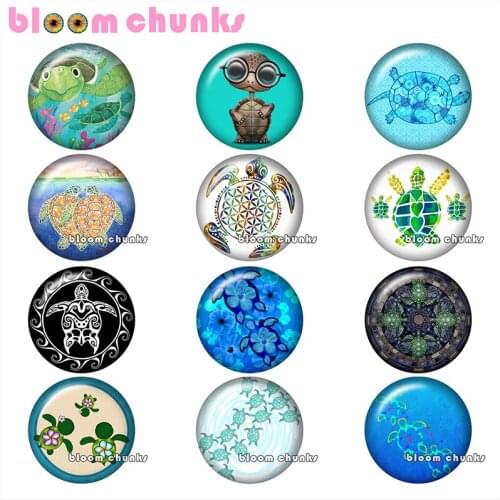 Sea Turtles Round photo glass cabochon demo flat back Making findings 12mm/18mm/20mm/25mm B3469