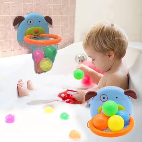 Bathroom Mini Water Play Shower Bath Toys for Children Plastic Suction Cup Basketball Mesh Net Baskets Bathtub Game Toys