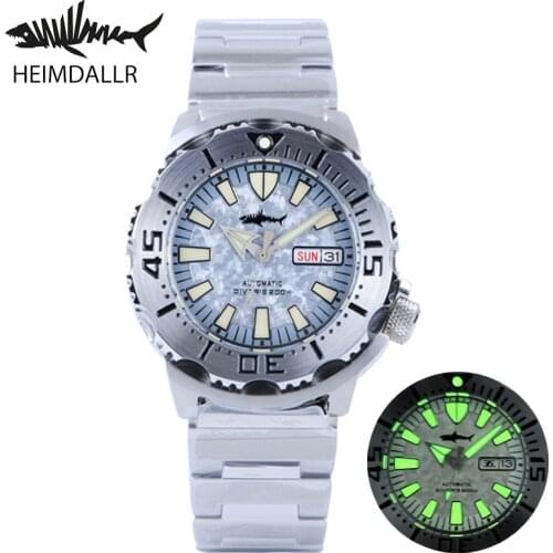 Heimdallr Mens V2 Ocean Sharkey Monster Dive Watch Frost Texture Dial Sapphire Glass NH36 Automatic Movement 200m Luminous Mark