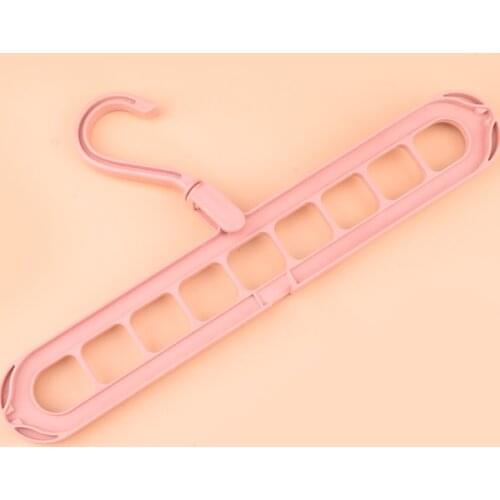 100% new Pink Magic Multi-port Support Circle Clothes Hanger Drying Rack Multifunction Storage