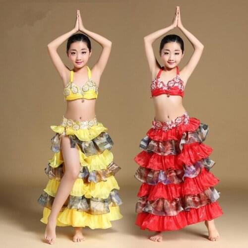 New Arrival kids/child belly dance Costumes Egyptian style dancing Wears Suits children india Bollywood dance Set dresses
