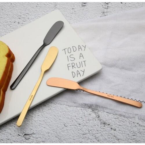 1PC 304 Stainless Steel Butter Knife Cheese Dessert Jam Spreaders Cream Gold Black Rose Gold Knifes Western Cutlery Tool PI 001