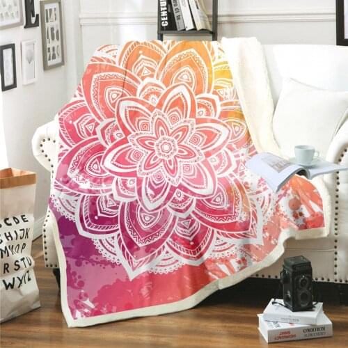 Boho Mandala On Blankets For Beds Sofa Thick Sherpa Lamb Wool Bed Cover Home Winter Warm Fleece Blanket Decor Throws And Blanket