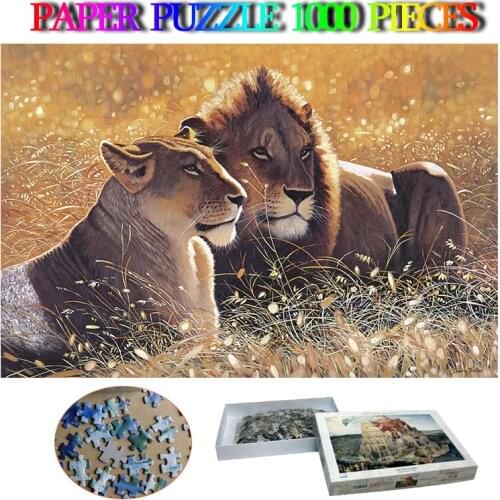 Lions In The Sun Jigsaw Paper Puzzle 1000 Pieces Adults Brain Trainer Puzzle Animals Puzzle Toys for Kids Adults Children Gift