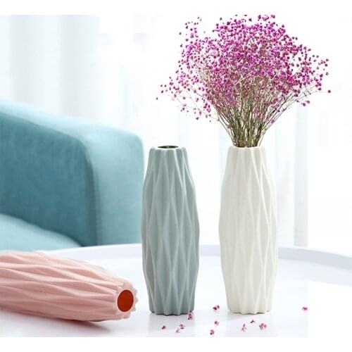 Nordic Plastic Vases Imitation Ceramic Flower Pot Creative Flower Vase White Room Decor Arrangement Home Decoration Accessories