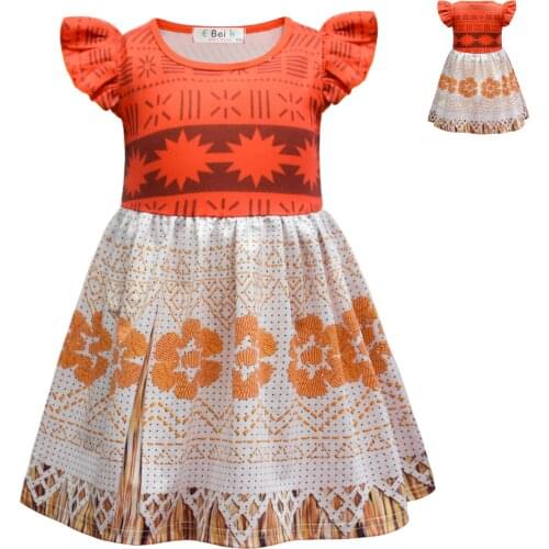 Girls Dress Summer Flying Sleeve Cartoon Pattern Christmas Halloween Party Princess Dress Baby Girls Clothing Dress Up