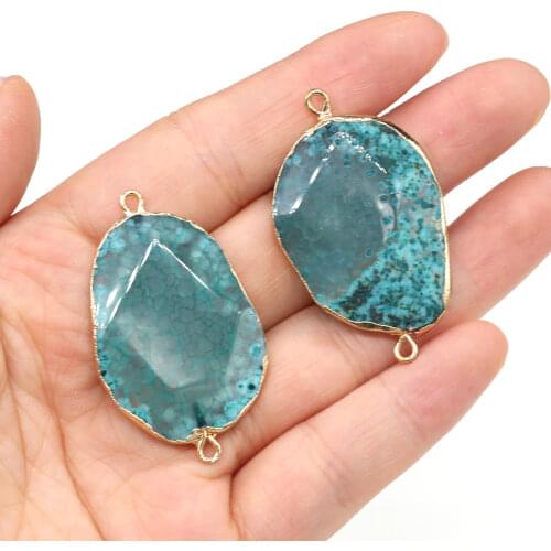 Natural Stone Double hole Connectors irregular agates Pendant for jewelry making DIY necklace bracelet accessories 25x42mm