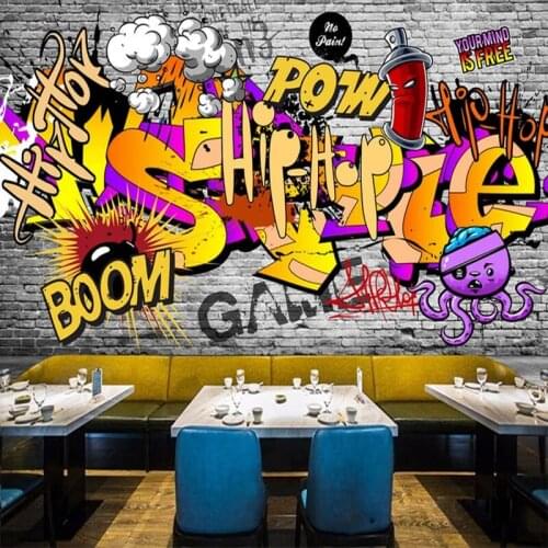 Custom 3D Photo Wallpaper Cartoon Street Graffiti Art Wall Painting KTV Bar Restaurant Cafe Background Decor Mural Living Room