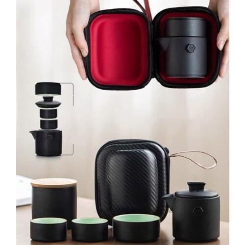 Portable travel tea sets ceramic teapot gaiwan tea cup porcelain tea sets drinkware teaware set with travel bag