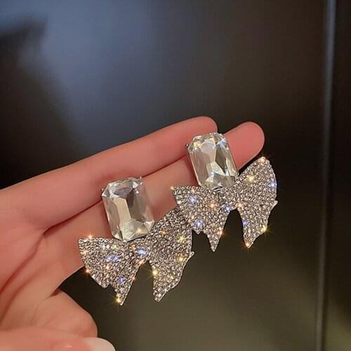 2021 New Trendy Square Shape Drop Earrings Brilliant Bridal Engagement Wedding Jewelry Elegant Female Dangle Earring Fine Gift