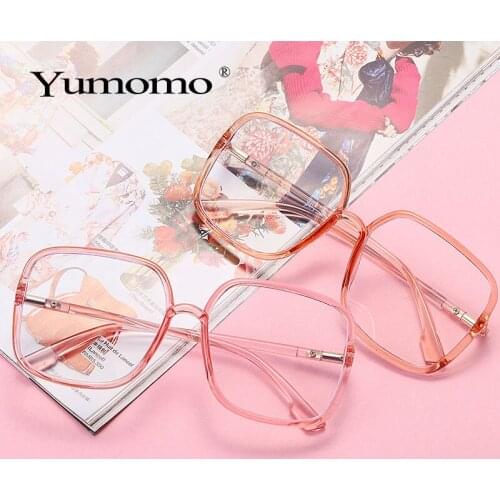 Retro oversized square flat mirror anti-blue light ladies luxury brand big frame ladies sunglasses transparent fashion female