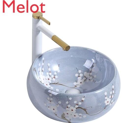 Table Basin Square Bathroom Washbasin Chinese Art Basin Balcony Basin Splash-Proof Single Basin Wash Basin Household