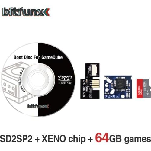 Bitfunx TF SD Card Installed Games for Nintendo Gamecube NGC And SD2SP2 Adapter with Swiss Boot Disc Replacement + XENO Modchip