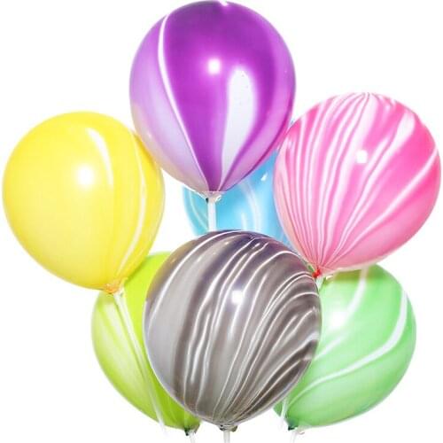 10Pcs Blue Pink Agate Marble Balloons Colorful Latex Air Balloon for Baby Shower Birthday Party Decor Kids Party Supplies 12