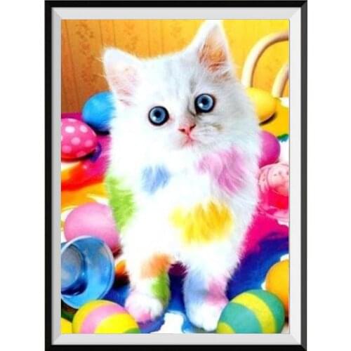 Animal Cut Cat DIY Cross Stitch 11CT Embroidery Kits Needlework Craft Set Printed Canvas Cotton Thread Home Design