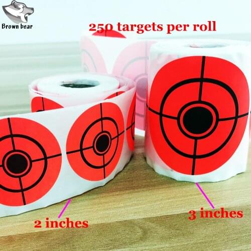 1 Roll 250 Target papers 2 inch or 3 Inch Target stickers Orange Self–adhesive Target stickers for Shooting
