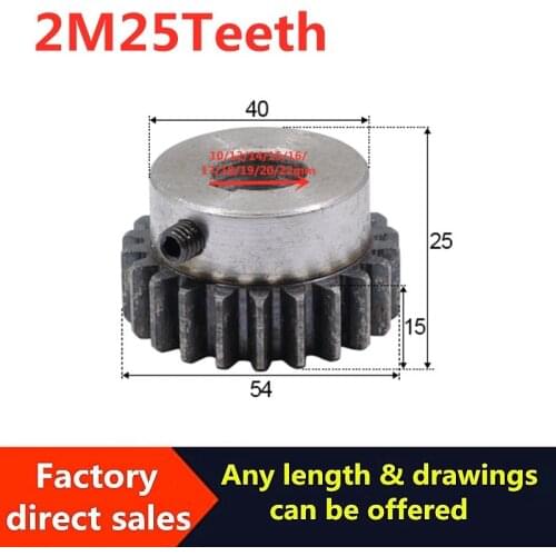 1PCS New Durable Convex Gear Pinion 2Module 25Teeth 10/12/14/15mm Hole Carbon Steel Convex Gear