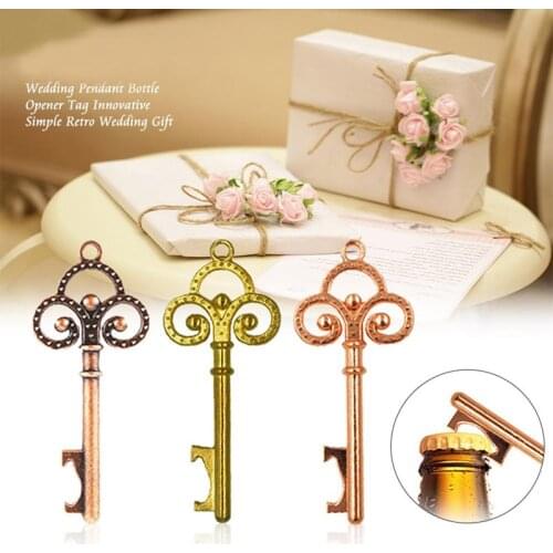 100set Hot Selling Wedding Creative Gifts,Retro Key Bottle Opener with Linen Card,Wedding, Birthday Party Gifts