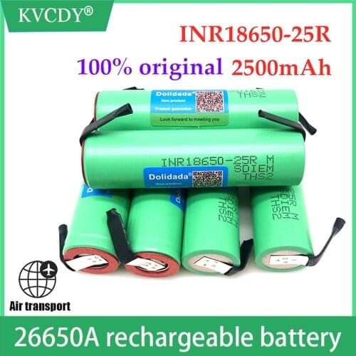 100% Original 3.6V 18650 2500mah INR18650 25R 20A battery scrapping lithium batteries screwdriver flashlight+ Nickel DIY