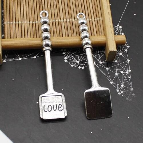 2PCS Wild DIY Jewelry Pendant Ancient Silver Spatula English LOVE Alloy Pendant Accessories