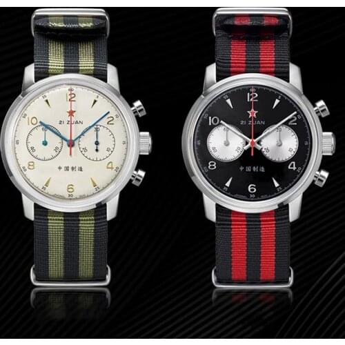 42mm 1963 Chronograph Pilots Watch Men Sapphire Clock Original ST1901 Seagull Movement Gooseneck Mens Mechanical Watch Skeleton