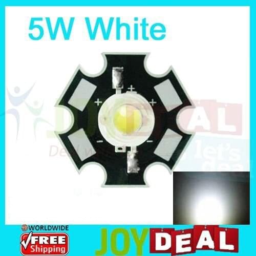5W White High Power LED Bead Emitter DC6.5-7.5V 700mA 6000-6500K with 20mm Star Platine Base
