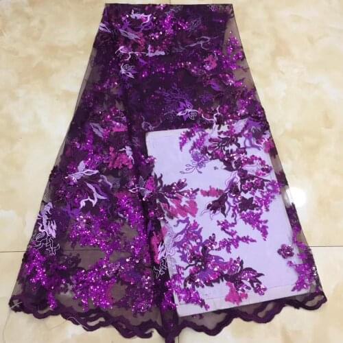 5yards/pc) high quality African tulle lace fabric wonderful embroidered French net lace with sequins for party dress FZX037