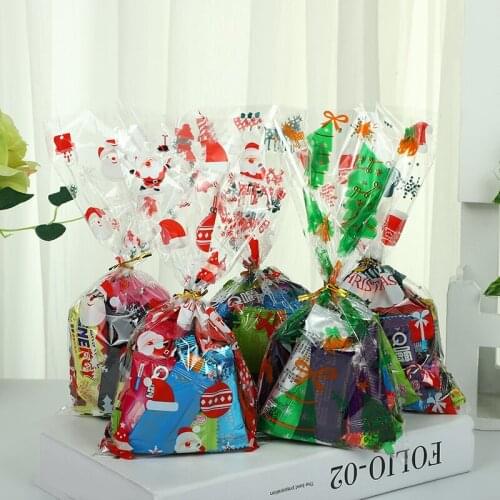 50pcs Plastic Candy Bag Birthday Bags Christmas DIY Candy Gift Packaging
