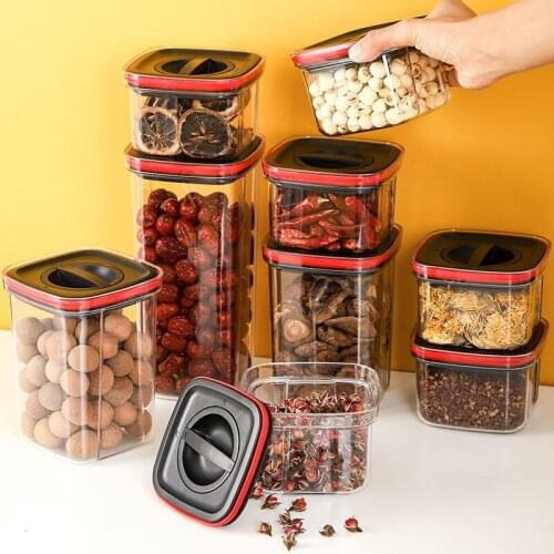 Food Storage Jars Transparent Sealed Container Spice Tea Bean Candy Fresh-keeping Bottle Household Organization Kitchen Tools