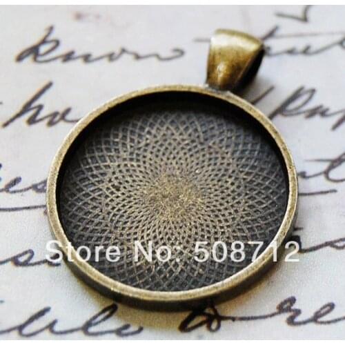 Free Ship!!!50pcsDIY 30mm Blank Photo Pendant Trays. Vinatge & Antique Bronze Cabochon Bezel Settings