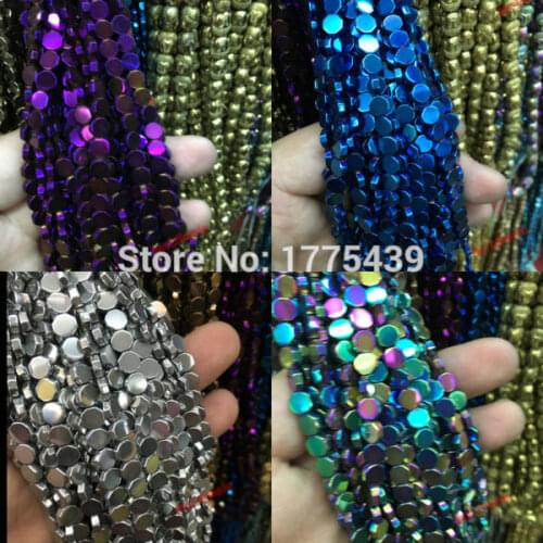 Free Shipping coated natural stone hematite hexagon sexangle loose spacer beads Purple Blue Gold Rainbow silver plated 6mm