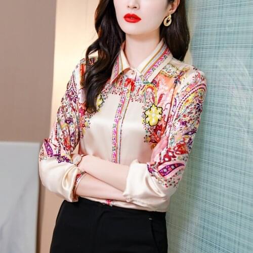 Blusas Mujer De Moda 2021 Spring Digital Printed Blouses Plus Size Long Sleeve OL Blusa Elegant Casual Vintage Tops Tees 9255