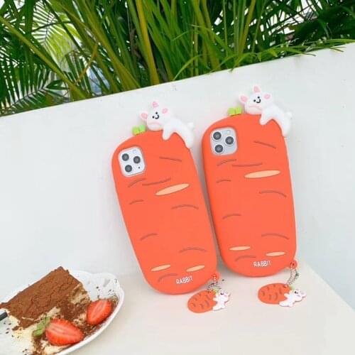 Cute carrot bunny Case for iphone 11Pro Max X XS MAX XR 6 7 8 Top-end Mobile CellPhone Case TPU Cover