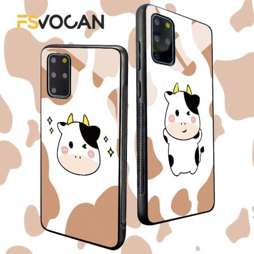 White Black Milk Cow Cartoon Phone Case For Samsung Galaxy S21 S20 FE Plus A71 70 A51 50 S10 Note 20 10 Ultra Cute Animals Cover