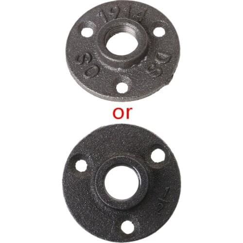 2021 New 1/2" Malleable Thread Floor Flange Iron Pipe Fittings Wall Mount Industrial