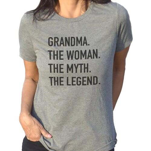 Grandma Gift The Woman The Myth The Legend Fashion letter pattern 100% cotton Plus Size O collar Short sleeve Kawaii Top Tees