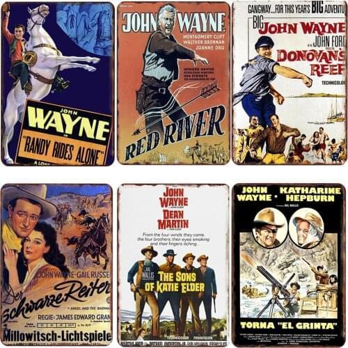 Cowboy John Wayne Vintage Metal Tin Sign Poster Shabby Chic Metal Plate Movies Retro Pub Bar Cinema Wall Decor Art Plaque
