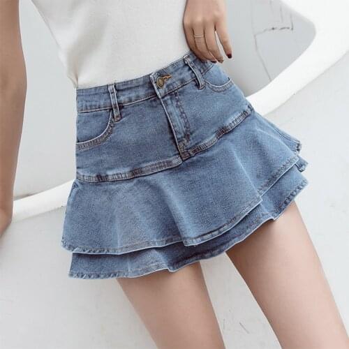 2020 summer students wild slim slim A-line skirt high waist stretch jeans skirt