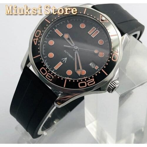 Bliger new 41mm mens top luxury watch silver case sapphire glass ceramic bezel black sterile dial waterproof men automatic watch