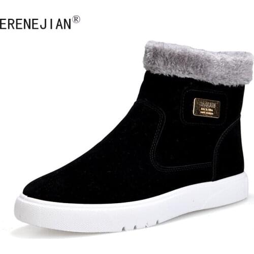 ERENEJIAN 2021 Winter Mens Warm Snow Boots Waterproof Thick Thermal Ankle Boots Fashion High Top Sneakers Shoes Footwear