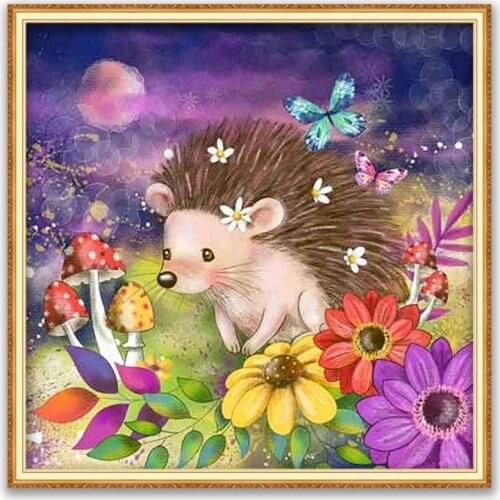 Animal Hedgehog DIY 11CT Cross Stitch Embroidery Kits Needlework Craft Set Cotton Thread Printed Canvas Home Decoration New Sell
